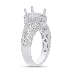 1.10ct 18k White Gold Diamond Semi-mount for 9x6mm Pear Center Size 5.5