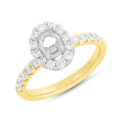 0.65ct 14k Two-tone Gold Diamond Semi-mount Ring for 6x4mm Center