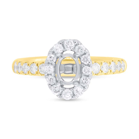 0.65ct 14k Two-tone Gold Diamond Semi-mount Ring for 6x4mm Center