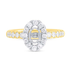 0.65ct 14k Two-tone Gold Diamond Semi-mount Ring for 6x4mm Center