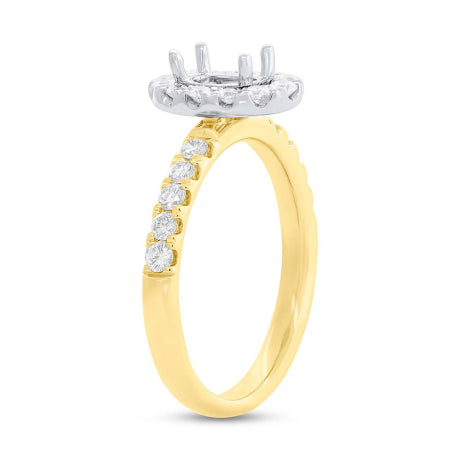 0.65ct 14k Two-tone Gold Diamond Semi-mount Ring for 6x4mm Center