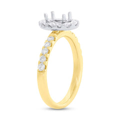 0.65ct 14k Two-tone Gold Diamond Semi-mount Ring for 6x4mm Center