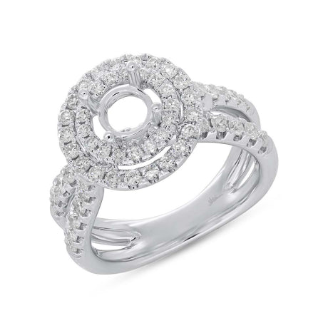 1.25ct 14k White Gold Diamond Semi-mount Ring for 1.00ct Center