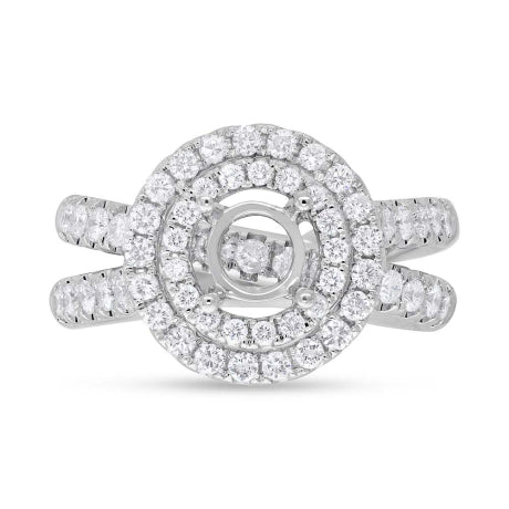 1.25ct 14k White Gold Diamond Semi-mount Ring for 1.00ct Center