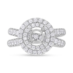 1.25ct 14k White Gold Diamond Semi-mount Ring for 1.00ct Center