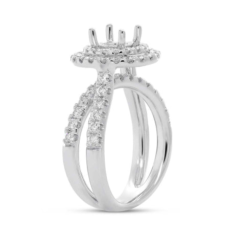 1.25ct 14k White Gold Diamond Semi-mount Ring for 1.00ct Center