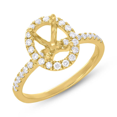 0.40ct 14k Yellow Gold Diamond Semi-mount Ring for 8.5x6.5mm Oval Center