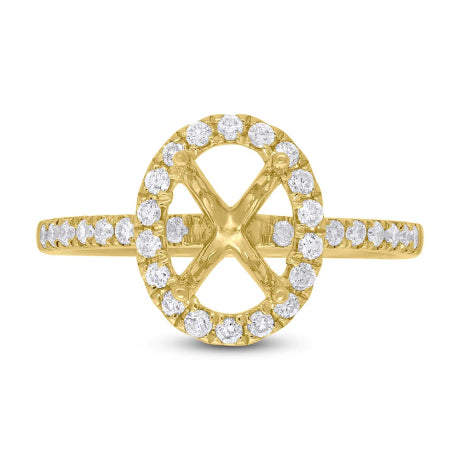 0.40ct 14k Yellow Gold Diamond Semi-mount Ring for 8.5x6.5mm Oval Center