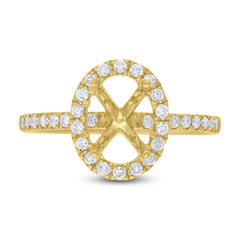 0.40ct 14k Yellow Gold Diamond Semi-mount Ring for 8.5x6.5mm Oval Center