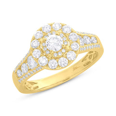 0.20ct Round Brilliant Center and 1.02ct Side 14k Yellow Gold Diamond Engagement Ring