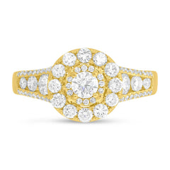 0.20ct Round Brilliant Center and 1.02ct Side 14k Yellow Gold Diamond Engagement Ring