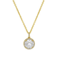 0.10ct Diamond & 2.31ct White Topaz 14k Yellow Gold Pendant