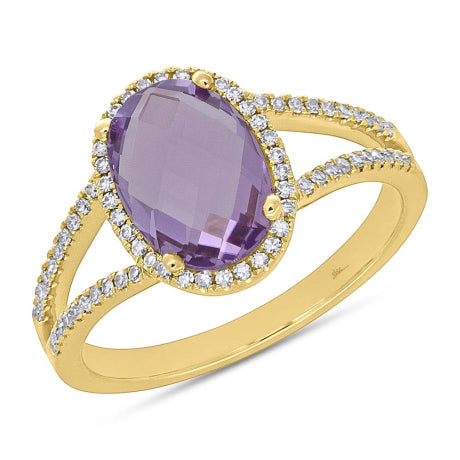 0.19ct Diamond & 1.97ct Amethyst 14k Yellow Gold Ring