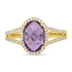 0.19ct Diamond & 1.97ct Amethyst 14k Yellow Gold Ring