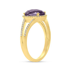 0.19ct Diamond & 1.97ct Amethyst 14k Yellow Gold Ring