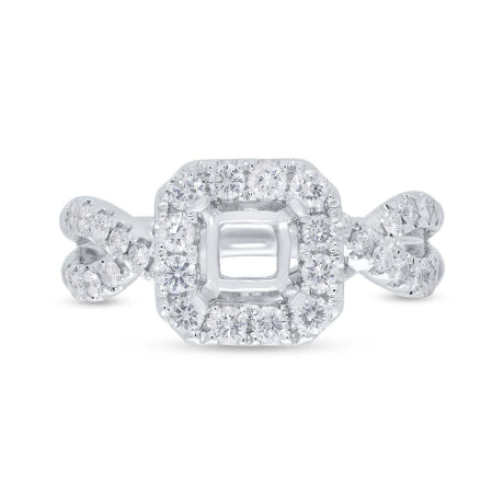 0.80ct 14k White Gold Diamond Semi-mount Ring for 5.2x5.2mm Center