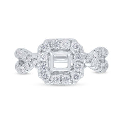 0.80ct 14k White Gold Diamond Semi-mount Ring for 5.2x5.2mm Center