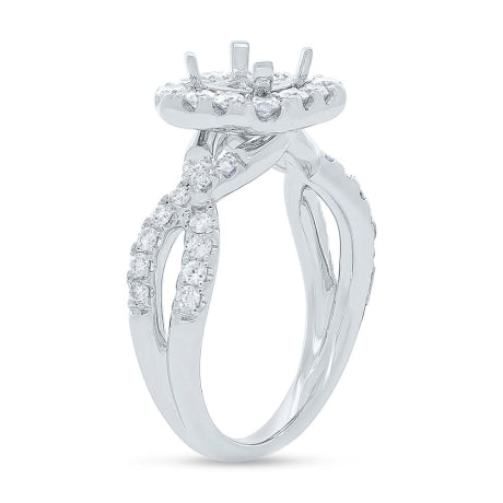 0.80ct 14k White Gold Diamond Semi-mount Ring for 5.2x5.2mm Center