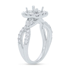 0.80ct 14k White Gold Diamond Semi-mount Ring for 5.2x5.2mm Center