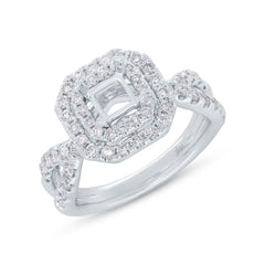 0.90ct 14k White Gold Diamond Semi-mount Ring for 5.2x5.2mm Center