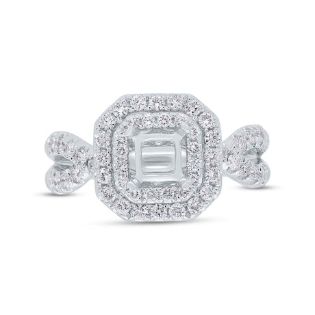 0.90ct 14k White Gold Diamond Semi-mount Ring for 5.2x5.2mm Center