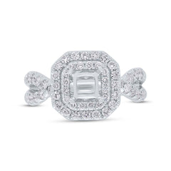 0.90ct 14k White Gold Diamond Semi-mount Ring for 5.2x5.2mm Center