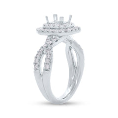0.90ct 14k White Gold Diamond Semi-mount Ring for 5.2x5.2mm Center