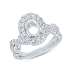 1.00ct 14k White Gold Diamond Semi-mount Ring for 8.8x6mm Center