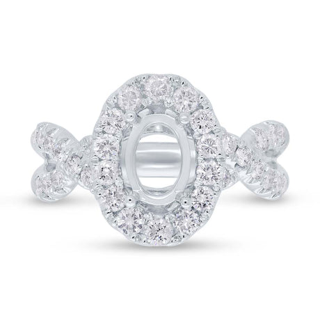 1.00ct 14k White Gold Diamond Semi-mount Ring for 8.8x6mm Center