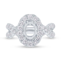 1.00ct 14k White Gold Diamond Semi-mount Ring for 8.8x6mm Center