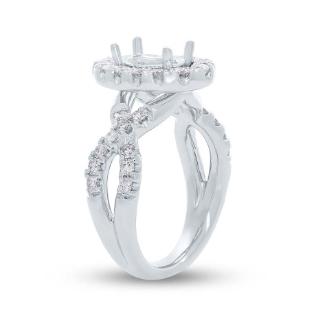 1.00ct 14k White Gold Diamond Semi-mount Ring for 8.8x6mm Center