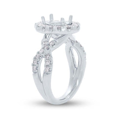 1.00ct 14k White Gold Diamond Semi-mount Ring for 8.8x6mm Center