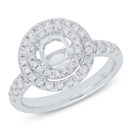 0.80ct 14k White Gold Diamond Semi-mount Ring for 1.00ct Center