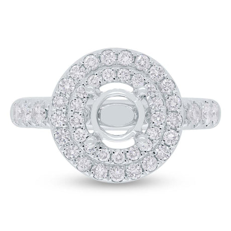 0.80ct 14k White Gold Diamond Semi-mount Ring for 1.00ct Center