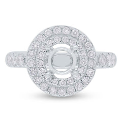 0.80ct 14k White Gold Diamond Semi-mount Ring for 1.00ct Center