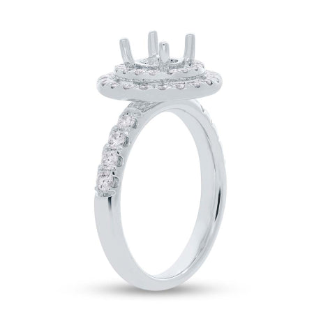0.80ct 14k White Gold Diamond Semi-mount Ring for 1.00ct Center