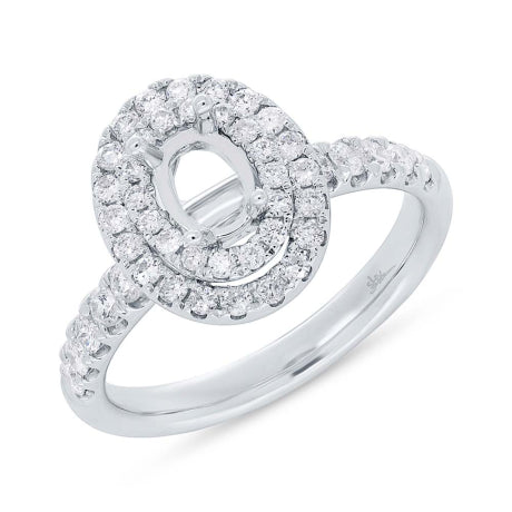 0.70ct 14k White Gold Diamond Semi-mount Ring for 6.5x4.5mm Center