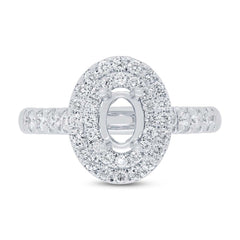 0.70ct 14k White Gold Diamond Semi-mount Ring for 6.5x4.5mm Center