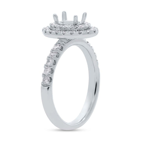 0.70ct 14k White Gold Diamond Semi-mount Ring for 6.5x4.5mm Center