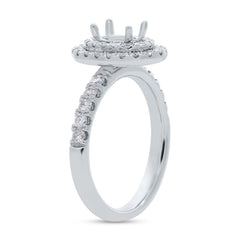 0.70ct 14k White Gold Diamond Semi-mount Ring for 6.5x4.5mm Center