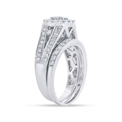 0.75ct 14k White Gold Diamond Cluster Wedding Set Size 6.5