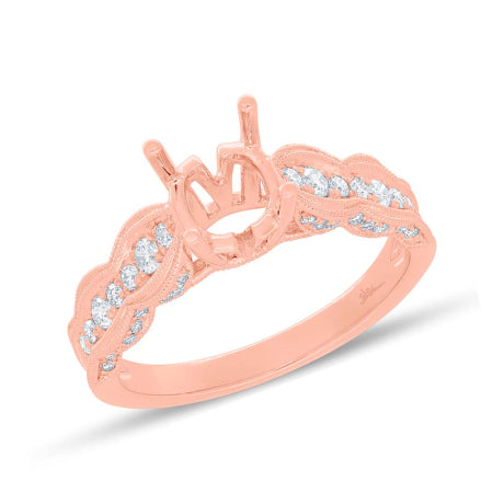 0.35ct 14k Rose Gold Diamond Semi-mount Ring for 1.00ct Center Size 6.5