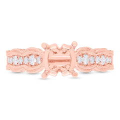 0.35ct 14k Rose Gold Diamond Semi-mount Ring for 1.00ct Center Size 6.5