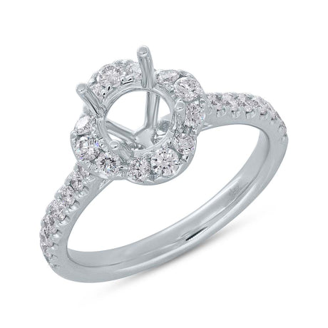 0.67ct 18k White Gold Diamond Semi-mount Ring for 1.00ct Center