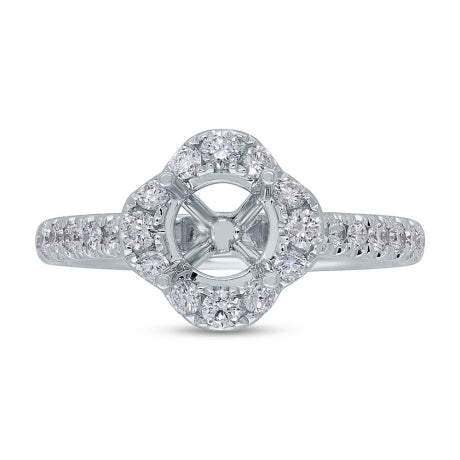 0.67ct 18k White Gold Diamond Semi-mount Ring for 1.00ct Center