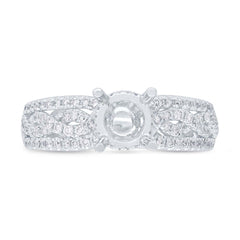 0.45ct 18k White Gold Diamond Semi-mount Ring for 1.00ct Center