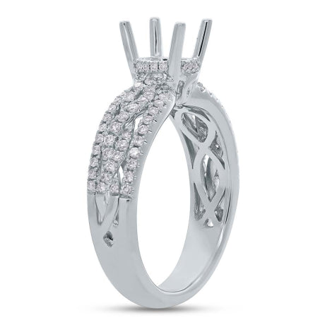 0.45ct 18k White Gold Diamond Semi-mount Ring for 1.00ct Center