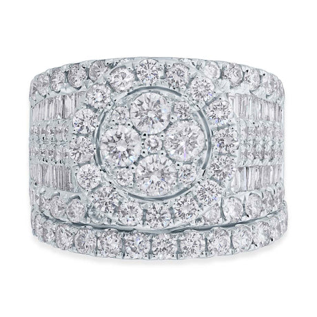 4.16ct 14k White Gold Diamond Cluster Lady's Ring 2-pc