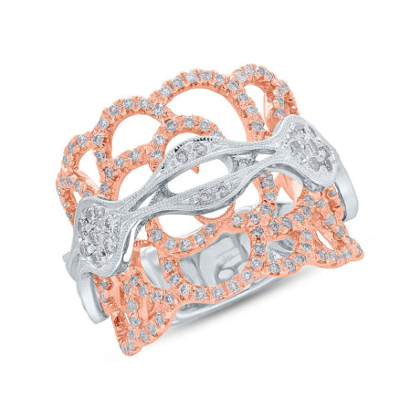 0.76ct 18k Two-tone Rose Gold Diamond Lady's Ring Size 6.25