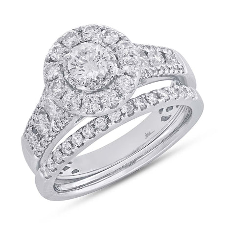 0.40ct Round Brilliant Center and 1.20ct Side 14k White Gold Diamond Wedding Set